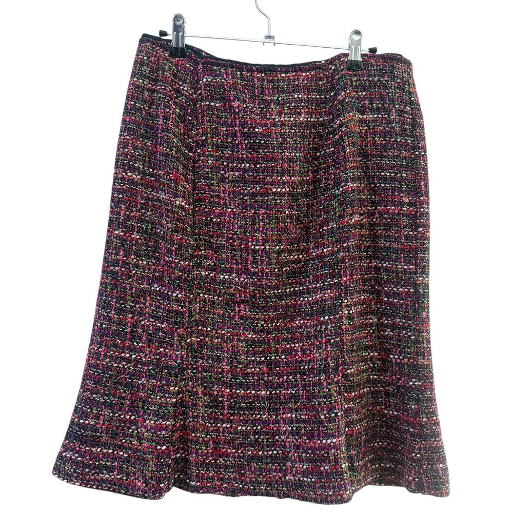 Talbots Skirt Womens Size 8 Petite Multicolor Tweed Retro Midi Pencil Flare